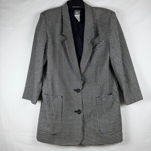 Vintage Women's Houndstooth Blazer Jacket Size 8 Gray Academia Japan Made 90’s